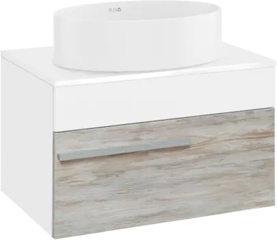 Тумба с раковиной Runo Вудлайн 65 подвесная, скандинавский дуб, раковина Ovale 50