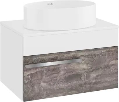 Тумба с раковиной Runo Вудлайн 65 подвесная, железный камень, раковина Ovale 50