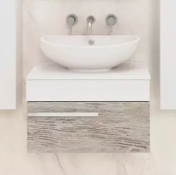 Тумба с раковиной Runo Вудлайн 65, скандинавский дуб, раковина Гамма 56