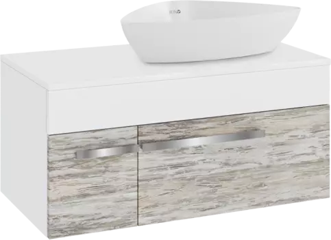 Тумба с раковиной Runo Вудлайн 85 подвесная, скандинавский дуб, раковина Terzo 60