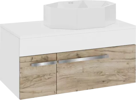 Тумба с раковиной Runo Вудлайн 85 подвесная, крафтовый дуб, раковина Cristallo 50