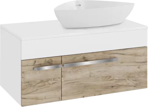 Тумба с раковиной Runo Вудлайн 85 подвесная, крафтовый дуб, раковина Terzo 60