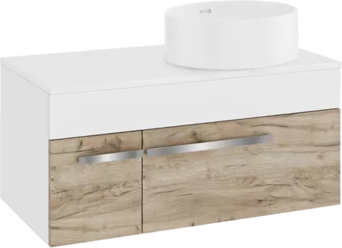 Тумба с раковиной Runo Вудлайн 85 подвесная, крафтовый дуб, раковина Palla 40
