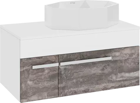 Тумба с раковиной Runo Вудлайн 85 подвесная, железный камень, раковина Cristallo 50