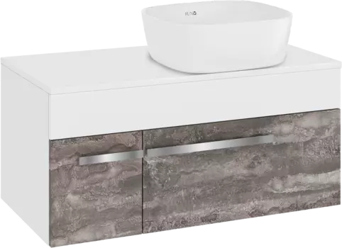 Тумба с раковиной Runo Вудлайн 85 подвесная, железный камень, раковина Bella 40