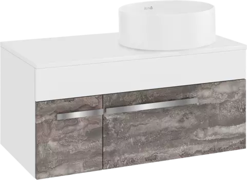 Тумба с раковиной Runo Вудлайн 85 подвесная, железный камень, раковина Palla 40