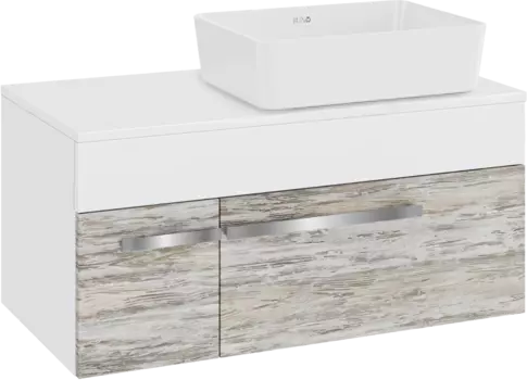 Тумба с раковиной Runo Вудлайн 85 подвесная, скандинавский дуб, раковина Tre 50