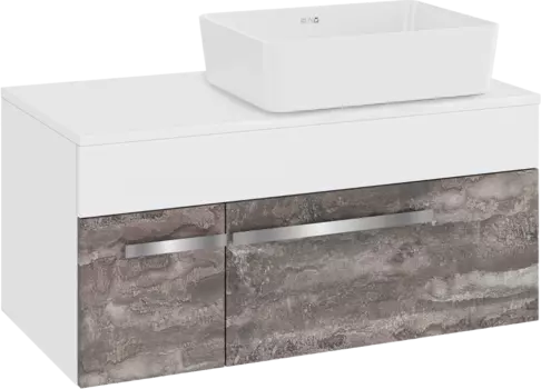 Тумба с раковиной Runo Вудлайн 85 подвесная, железный камень, раковина Tre 50