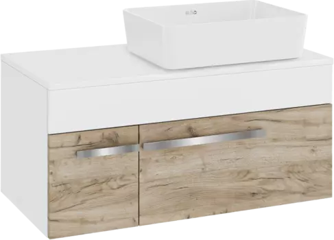 Тумба с раковиной Runo Вудлайн 85 подвесная, крафтовый дуб, раковина Tre 50