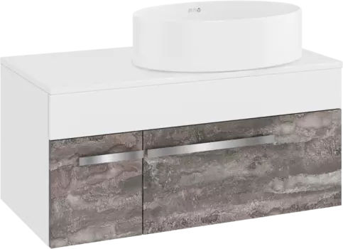 Тумба с раковиной Runo Вудлайн 85 подвесная, железный камень, раковина Ovale 50