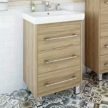 Тумба с раковиной напольная Sanflor Ларго 60 светлое дерево, вяз швейцарский