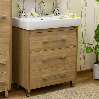 Тумба с раковиной напольная Sanflor Ларго 80 светлое дерево, вяз швейцарский