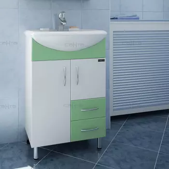 Тумба с раковиной СанТа Уют 55 2 двери, 2 ящика фисташка