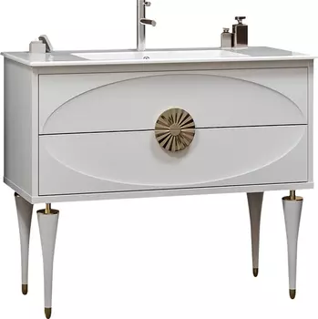 Тумба с раковиной Smile Ибица 90 белая, фурнитура золото