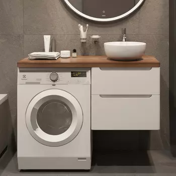 Тумба с раковиной STWORKI Берген 60 белая с темной столешницей 122, Moon 1, L