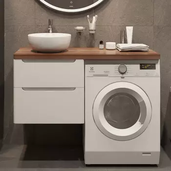 Тумба с раковиной STWORKI Берген 60 белая с темной столешницей 122, Moon 1, R