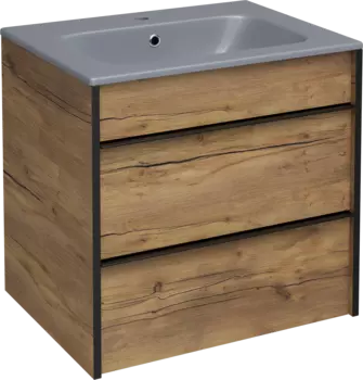 Тумба с раковиной STWORKI Гриндстед 60 дуб таксония, раковина 43061-112-KL антрацит