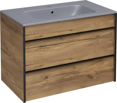 Тумба с раковиной STWORKI Гриндстед 80 дуб таксония, раковина 43081-112-KL антрацит