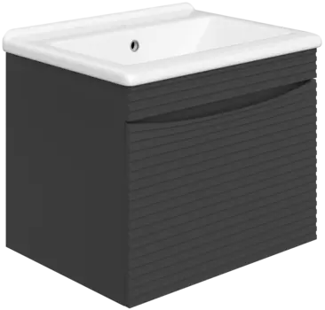 Тумба с раковиной STWORKI Хедмарк 60 антрацит, раковина с утолщенным краем