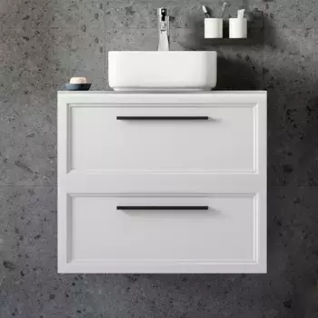 Тумба с раковиной STWORKI Эстерсунд 75 белая матовая, простоун беж