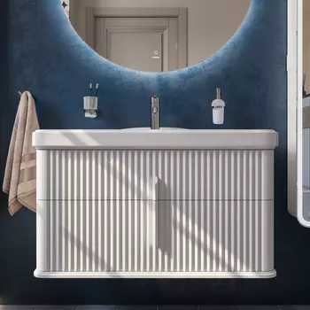 Тумба с раковиной STWORKI Молде 95 белая, с сифоном