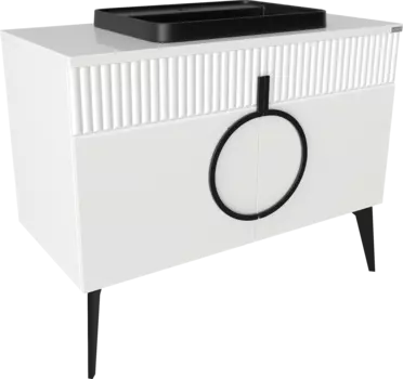 Тумба с раковиной STWORKI Valisso 105 white, черные ручки