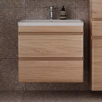 Тумба с раковиной Style Line Атлантика 70 Люкс Plus, подвесная, ясень перламутр