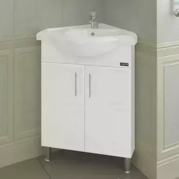 Тумба с раковиной угловая Санта Аврора 60 белый