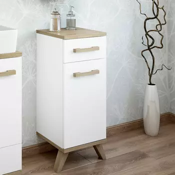 Тумба для ванной Sanflor Ингрид 30 белая - светлое дерево