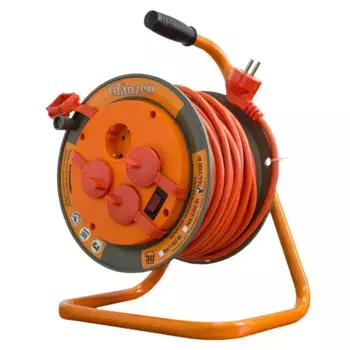 Удлинитель силовой на катушке Glanzen 4 гн. ПВС 3х1,5 IP44 EB-30-008