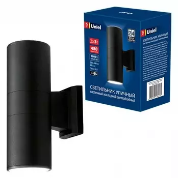 Уличный настенный светодиодный светильник Uniel ULU-S22B-2X3W/4000K IP65 Black UL-00006802