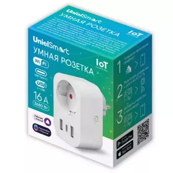 Умная розетка Uniel USH-A103 1G/UC/WF WHITE UL-00011389