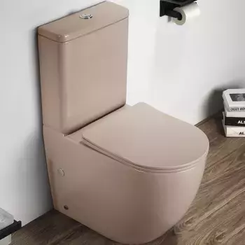 Унитаз-компакт CeramaLux 2166XMC бежевый матовый, капучино с бачком и сиденьем микролифт