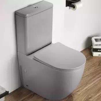 Унитаз-компакт CeramaLux 2166XMH светло-серый матовый с бачком и сиденьем микролифт