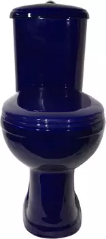 Унитаз-компакт Оскольская керамика Дора Антивсплеск Стандарт синий, нижний подвод воды, горизонтальный выпуск