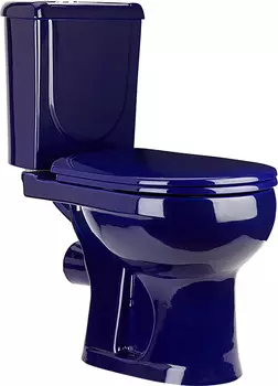 Унитаз-компакт Оскольская керамика Ирида Стандарт, с горизонтальным выпуском, синий