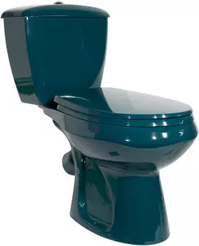 Унитаз-компакт Оскольская керамика Элисса Антивсплеск Стандарт, нижний подвод воды, косой выпуск, зеленый