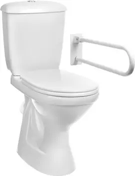 Унитаз-компакт Оскольская керамика Персона Стандарт, подвод воды нижний, косой выпуск, с откидным окрашенным поручнем