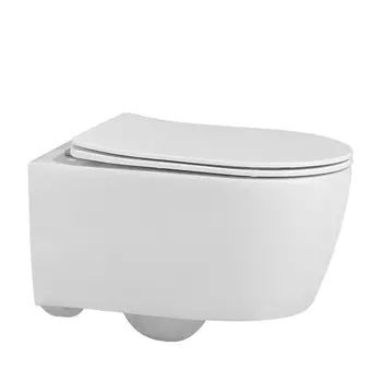 Унитаз подвесной Abber Bequem безободковый с сиденьем микролифт белый