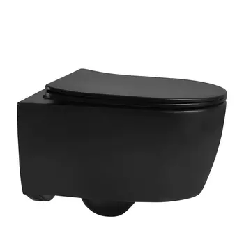 Подвесной унитаз Abber Bequem AC1104MB черный матовый, с сиденьем микролифт