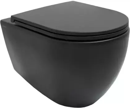 Унитаз подвесной Allen Brau Reality безободковый с сиденьем микролифт черный матовый