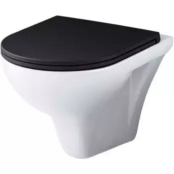 Унитаз подвесной AM.PM Gem FlashClean C901700SCmb безободковый, с микролифтом, крышка черная