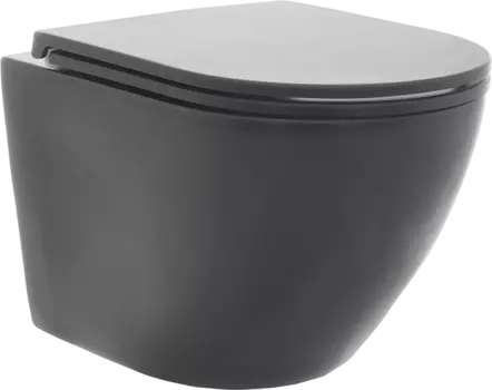 Унитаз подвесной AQUAme AQM2002MB безободковый, с микролифтом, черный матовый