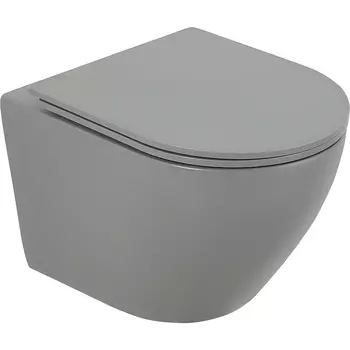 Унитаз подвесной BelBagno Colorato с крышкой, серый матовый (BB062CHR-GR)