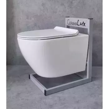Унитаз подвесной CeramaLux 2196-2 белый глянец с сиденьем микролифт