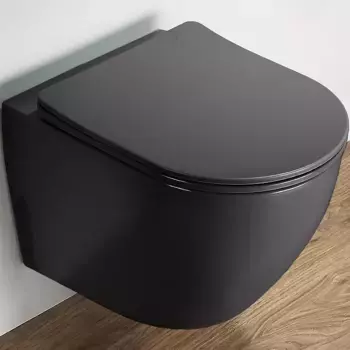 Унитаз подвесной CeramaLux 2197MDH серый матовый с сиденьем микролифт