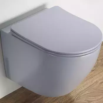 Унитаз подвесной CeramaLux 2197MHL голубой матовый с сиденьем микролифт