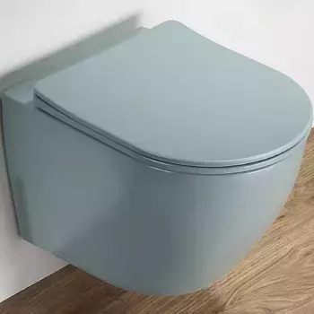 Унитаз подвесной CeramaLux 2197MLG зеленый матовый с сиденьем микролифт