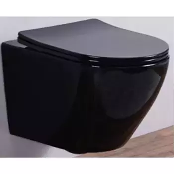 Унитаз подвесной CeramaLux 2197B-18 черный глянц с сиденьем микролифт