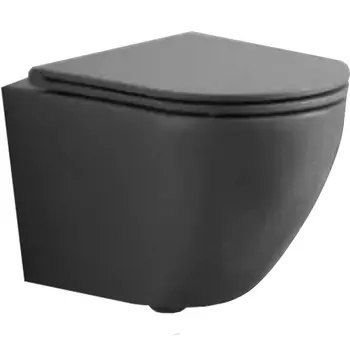 Унитаз подвесной CeramaLux 2197MG серый матовый с сиденьем микролифт